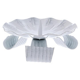 Portacandela 3 piedi con punzone ferro bianco e sfumato argento 6 cm