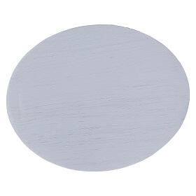 Ovaler Kerzenteller aus weißem Aluminium, 10 x 8 cm