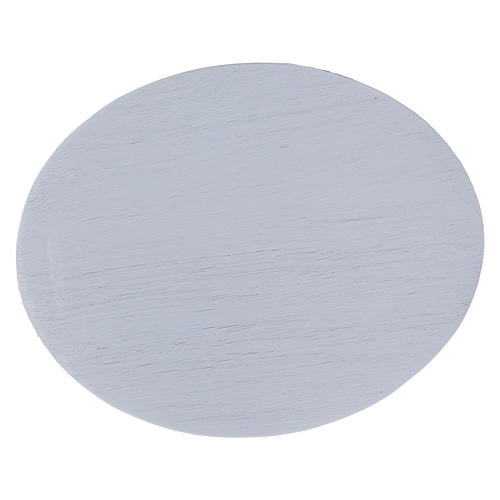 Piattino ovale portacandela alluminio bianco 10x8 cm 1