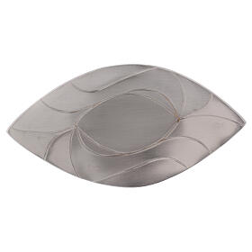 Modern candle holder plate with engravings silver-plated brass