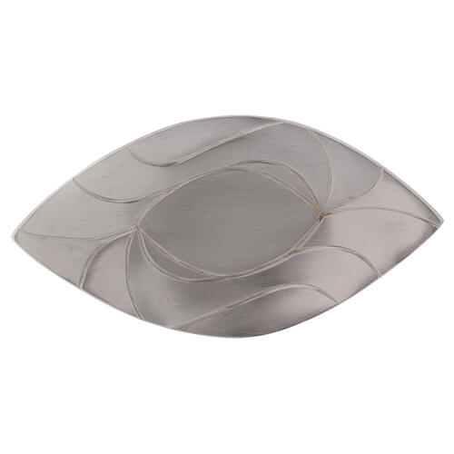 Modern candle holder plate with engravings silver-plated brass 1