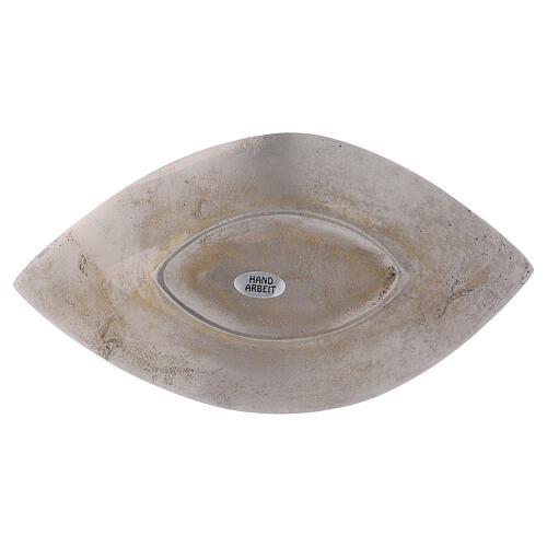 Modern candle holder plate with engravings silver-plated brass 2
