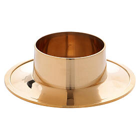 Simple candle holder in gold-plated brass 5 cm