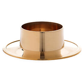 Simple candlestick in polished gold plated brass 2 in