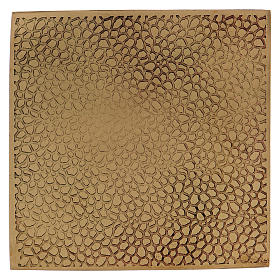 Assiette porte-bougie carrée laiton doré mat 10x10 cm