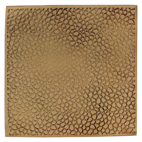 Assiette porte-bougie carrée laiton doré mat 10x10 cm 1