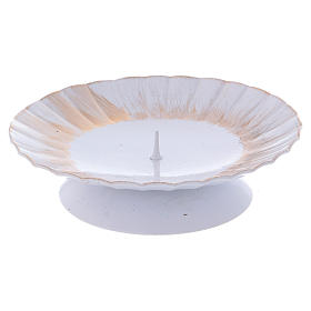 Portacandela con punzone ferro bianco e dorato 8 cm