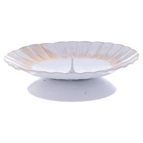 Portacandela con punzone ferro bianco e dorato 8 cm
