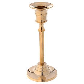 Fine stem candlestick in gold plated brass h 6 1/4 in