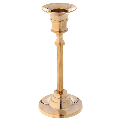 Fine stem candlestick in gold plated brass h 6 1/4 in 1