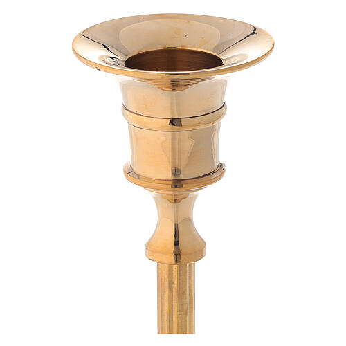 Fine stem candlestick in gold plated brass h 6 1/4 in 2