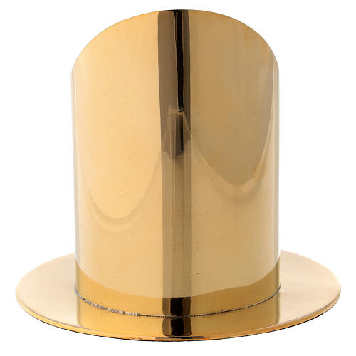 Portacandela diametro 7 cm ottone dorato lucido taglio obliquo 4
