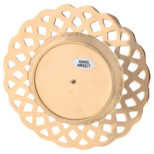 Golden brass candle plate with perforated edges 4