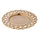 Candle holder plate with perforated edges gold plated brass s1