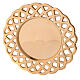Candle holder plate with perforated edges gold plated brass s2