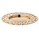 Candle holder plate with perforated edges gold plated brass s3
