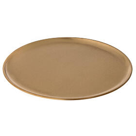 Candle holder plate diameter 21 cm satin golden brass