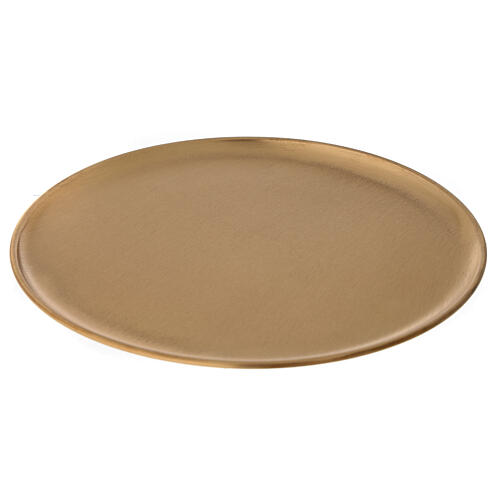 Candle holder plate d. 8 1/4 in gold plated brass satin finish 1
