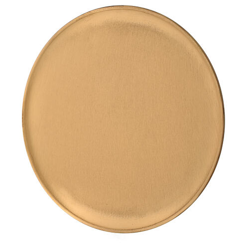 Candle holder plate d. 8 1/4 in gold plated brass satin finish 2