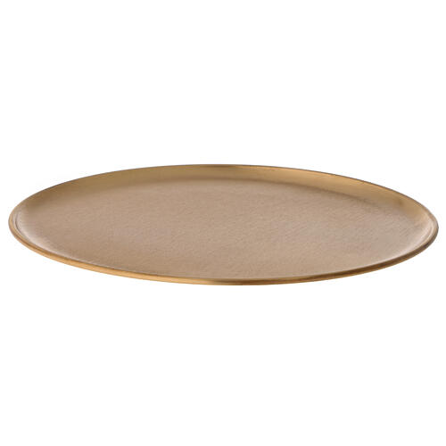 Candle holder plate d. 8 1/4 in gold plated brass satin finish 3