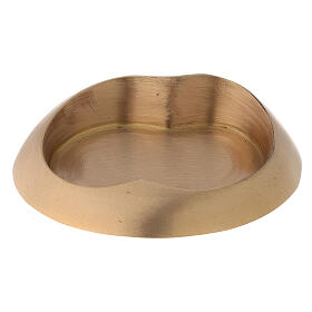 Double oval satin golden brass candleholder plate