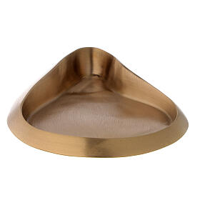 Drop-shaped candle holder plate gold plated brass satin finish