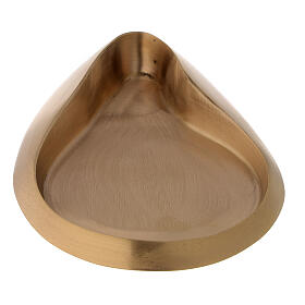Drop-shaped candle holder plate gold plated brass satin finish