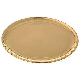 Candle holder plate in polished gold plated brass d. 6 3/4 in