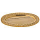 Oval candle holder plate in gold plated brass raised edge s2