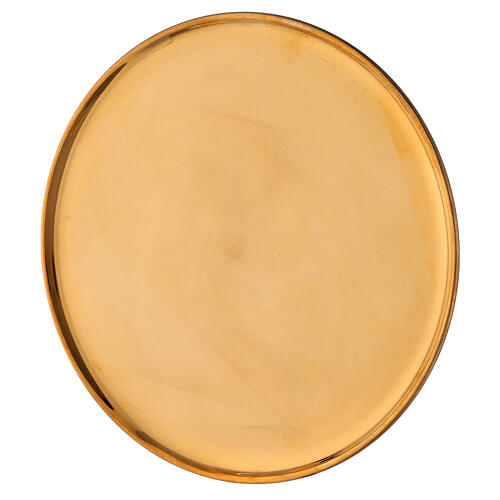 Runder Kerzenteller aus poliertem vergoldetem Messing, 21 cm 2