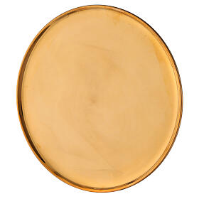 Prato porta-vela latão dourado brilhante redondo 21 cm