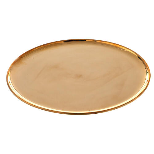 Round candle holder plate in gold plated brass 8 1/4 in 1