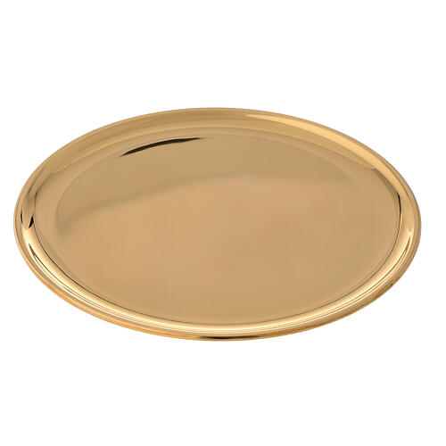 Assiette pour bougie diamètre 19 cm laiton doré brillant 1