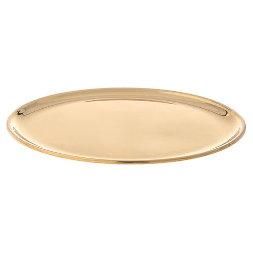 Candle holder plate d. 7 1/2 in polished gold plated brass 3