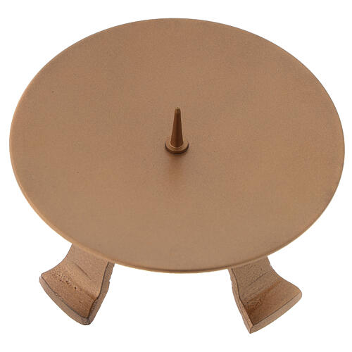 Four-feet candlestick with thin spike gold-colored iron d. 4 1/2 in 2