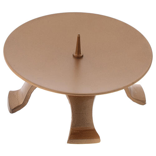 Four-feet candlestick with thin spike gold-colored iron d. 4 1/2 in 3