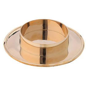 Shiny golden brass candle base diameter 10 cm