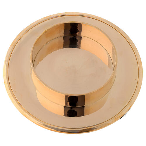 Shiny golden brass candle base diameter 10 cm 2