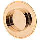 Shiny golden brass candle base diameter 10 cm s3