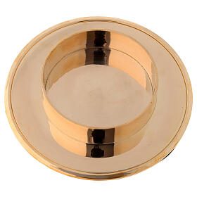 Candle holder with socket polished gold plated brass d. 4 in