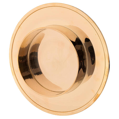 Candle holder with socket polished gold plated brass d. 4 in 3