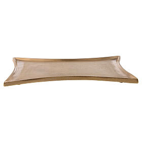 Piatto portacandela rettangolare concavo ottone satinato 18x14 cm