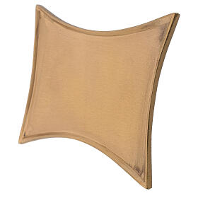 Piatto portacandela rettangolare concavo ottone satinato 18x14 cm
