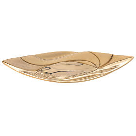 Leaf shaped candle holder plate polished gold plated brass candle of 3 1/2x2 1/4 in