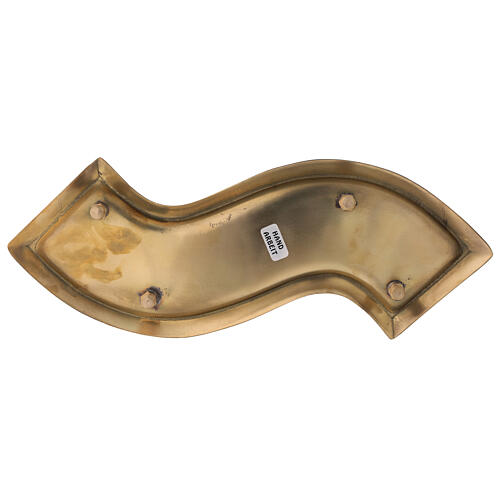 Wave shaped candle holder plate in polished gold plated brass 12x4 in 3
