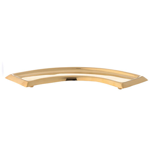 Golden brass curved candle holder plate 30 cm 1