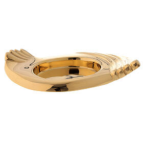 Piatto portacandela ali ottone dorato lucido candela diam 5 cm