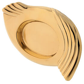 Piatto portacandela ali ottone dorato lucido candela diam 5 cm