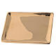 Rectangular candle holder plate polished gold plated brass 4x3 in s2