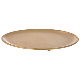 Candle holder plate d. 7 1/2 in gold plated brass satin finish